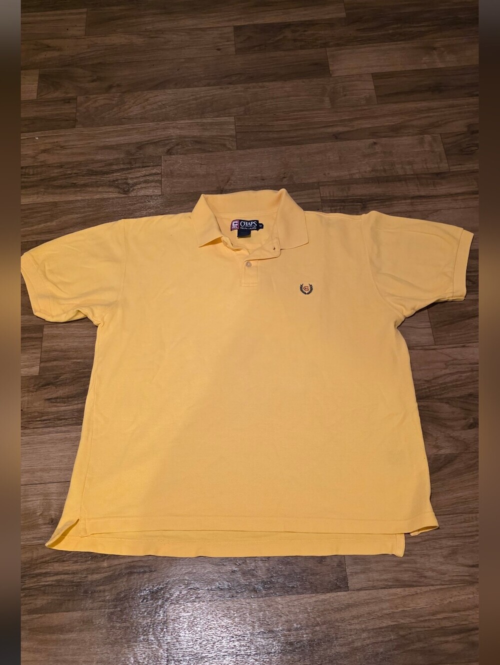 Chaps Men's Pale Yellow Polo Shirt with Embroidered Crest